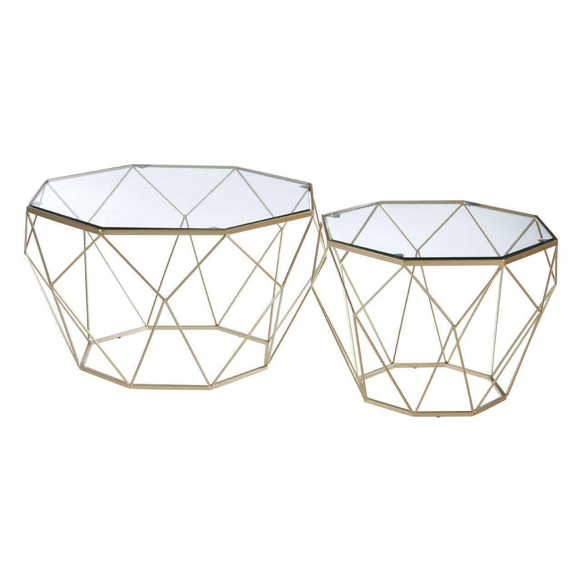 Arcana Set Of 2 Clear Glass Tables.