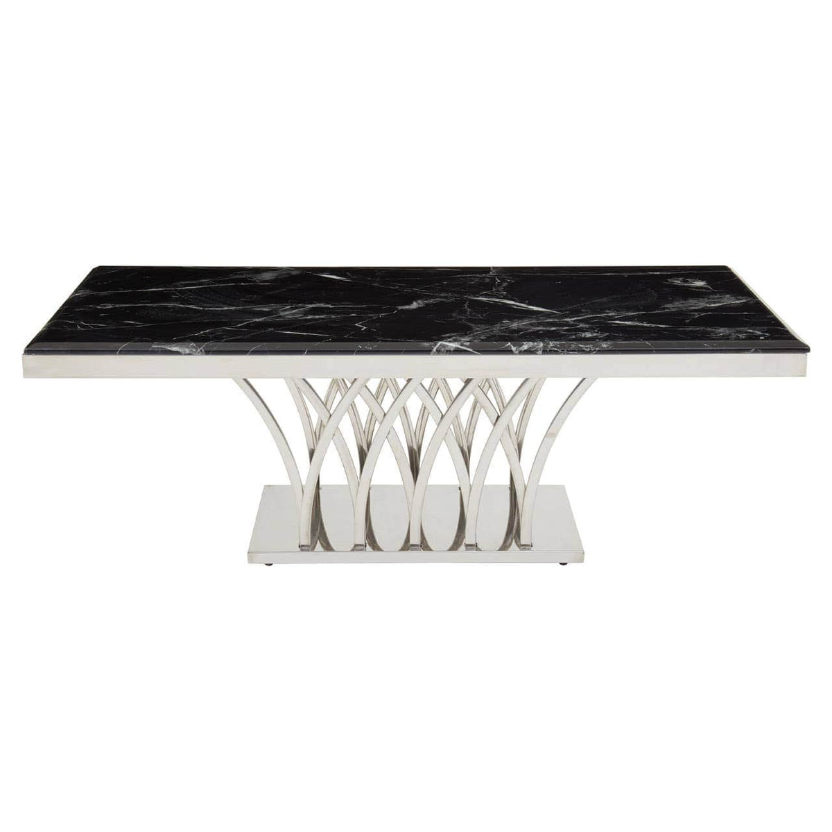 Arenza Black Marble And Silver Coffee Table.