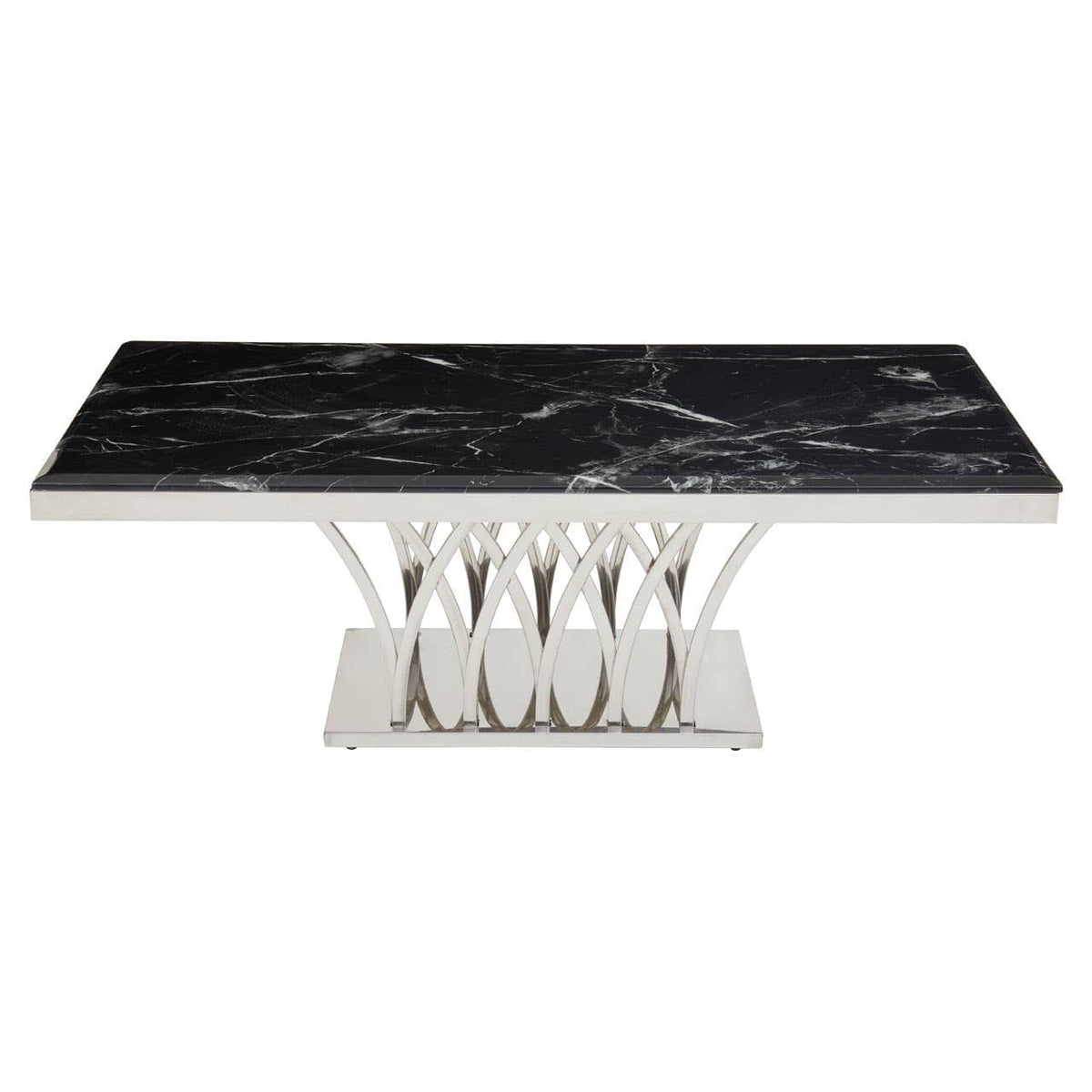 Arenza Black Marble And Silver Coffee Table.