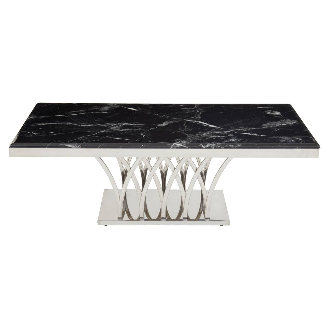 Noosa & Co. Living Arenza Black Marble And Silver Coffee Table House of Isabella UK