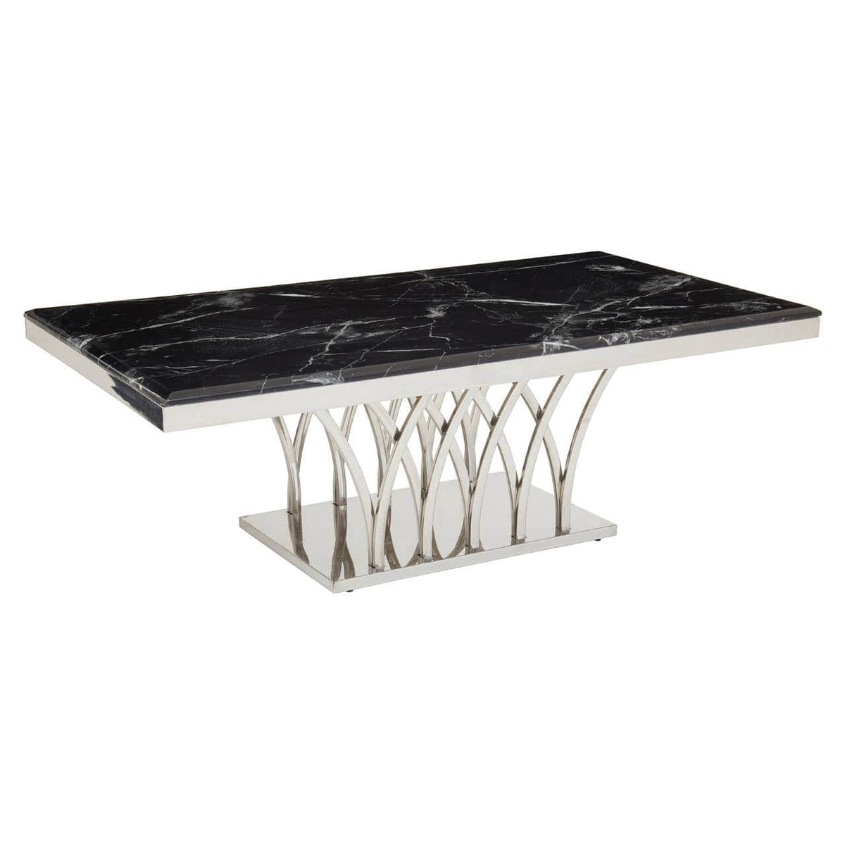 Arenza Black Marble And Silver Coffee Table.