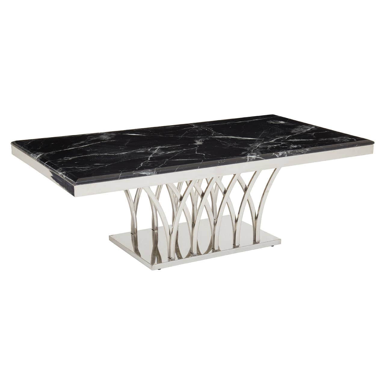 Noosa & Co. Living Arenza Black Marble And Silver Coffee Table House of Isabella UK