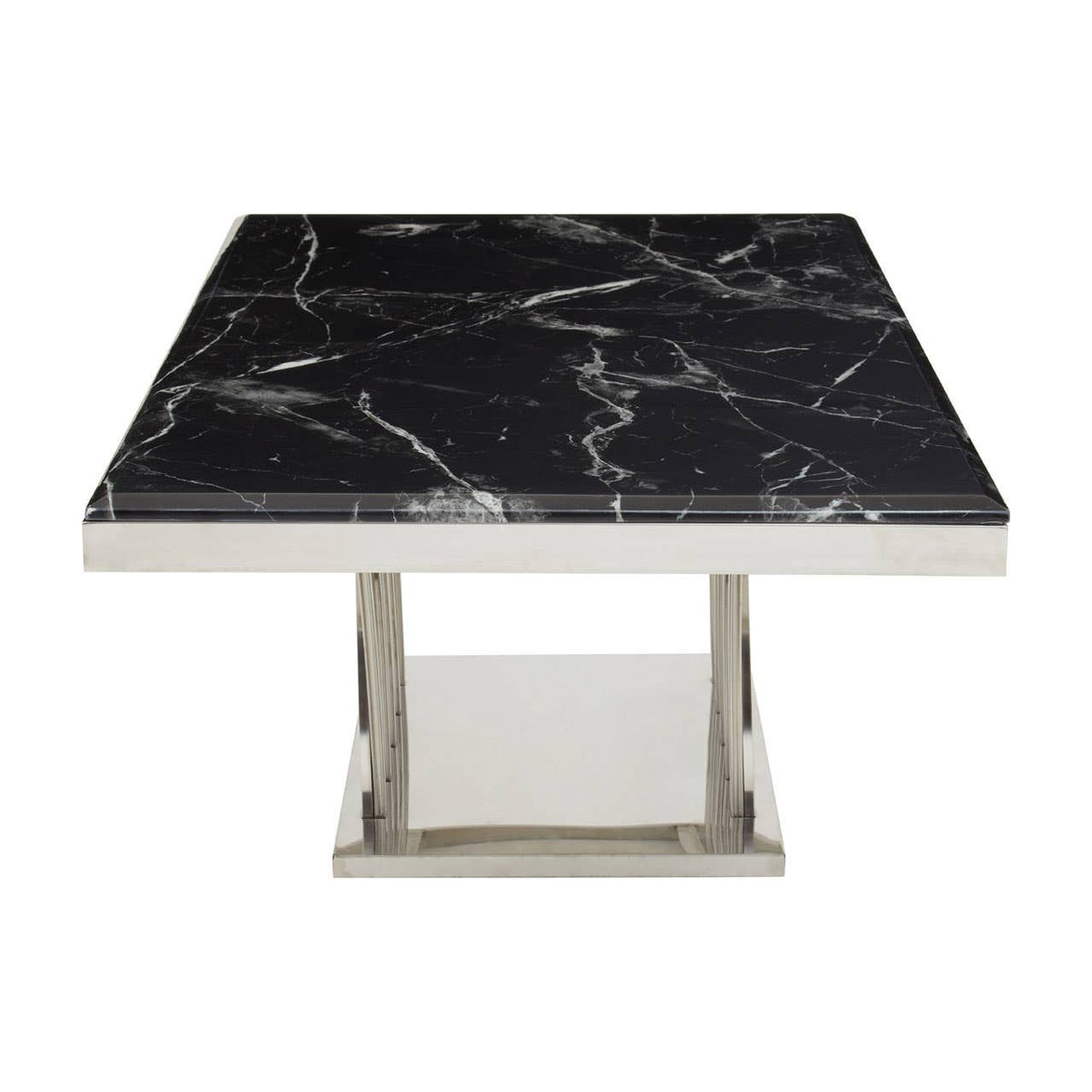 Arenza Black Marble And Silver Coffee Table.