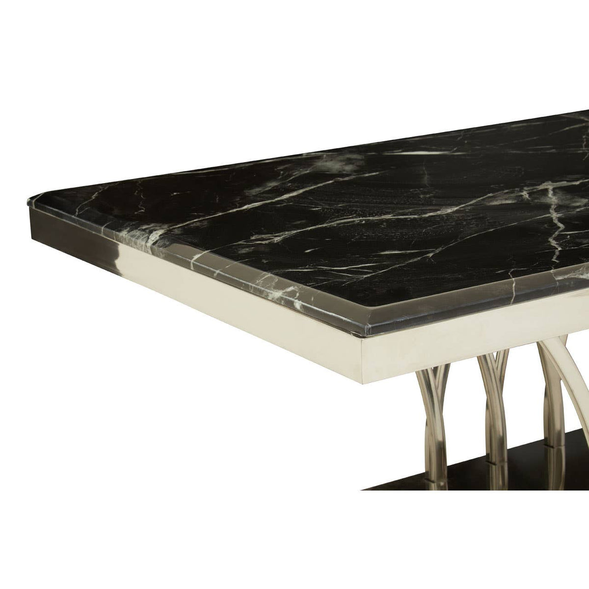 Arenza Black Marble And Silver Coffee Table.