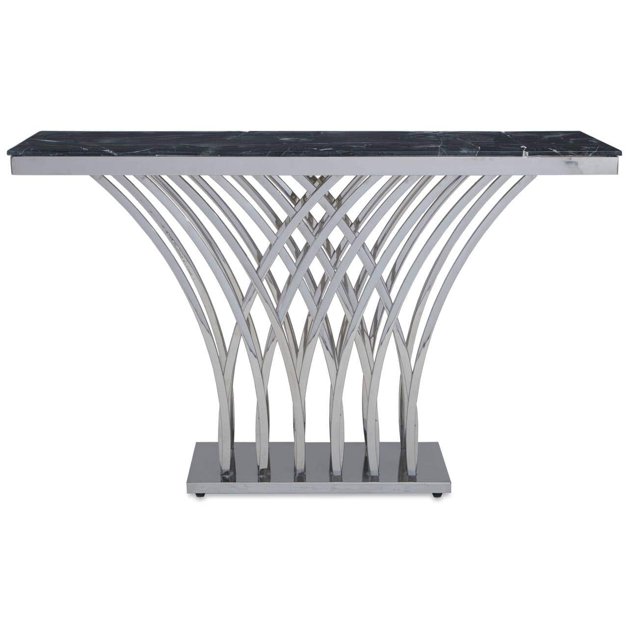 Noosa & Co. Living Arenza Black Marble And Silver Console Table House of Isabella UK