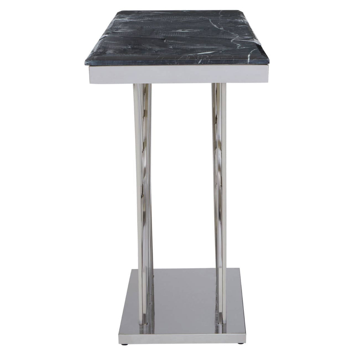 Arenza Black Marble And Silver Console Table.