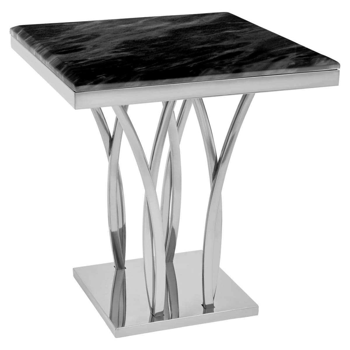 Noosa & Co. Living Arenza Black Marble And Silver Side Table House of Isabella UK