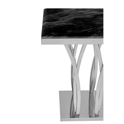 Noosa & Co. Living Arenza Black Marble And Silver Side Table House of Isabella UK