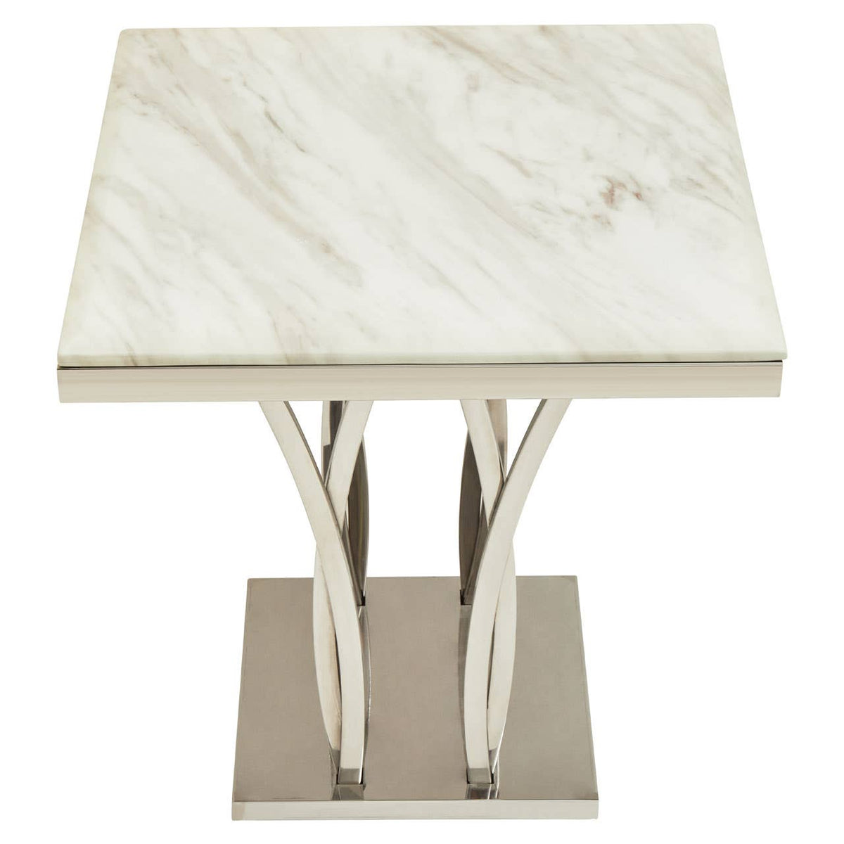 Arenza Black Marble And Silver Side Table.