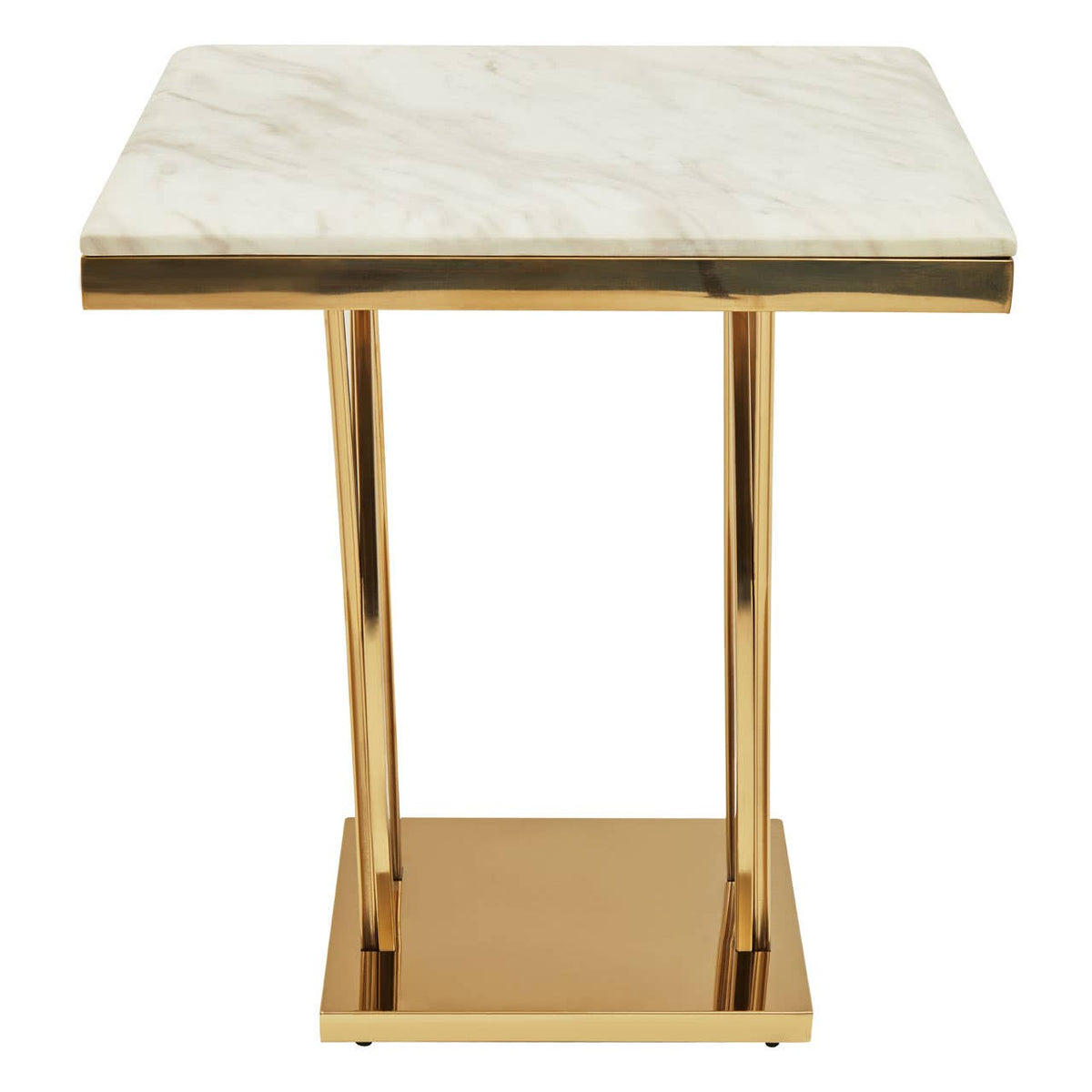 Arenza White Marble And Gold Side Table.