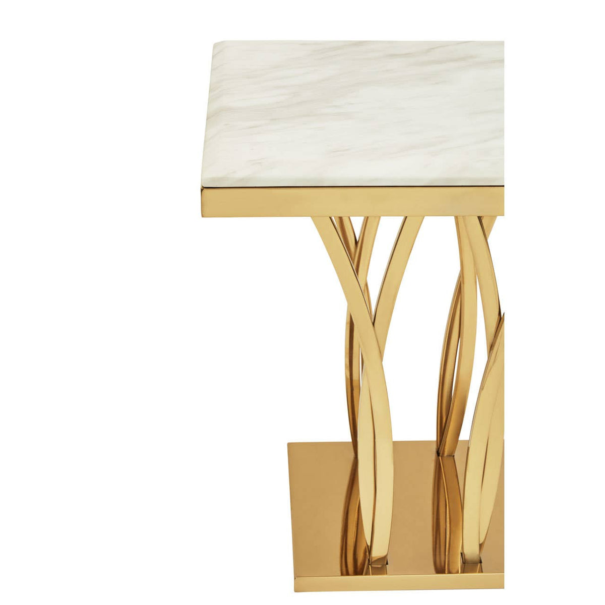 Arenza White Marble And Gold Side Table.