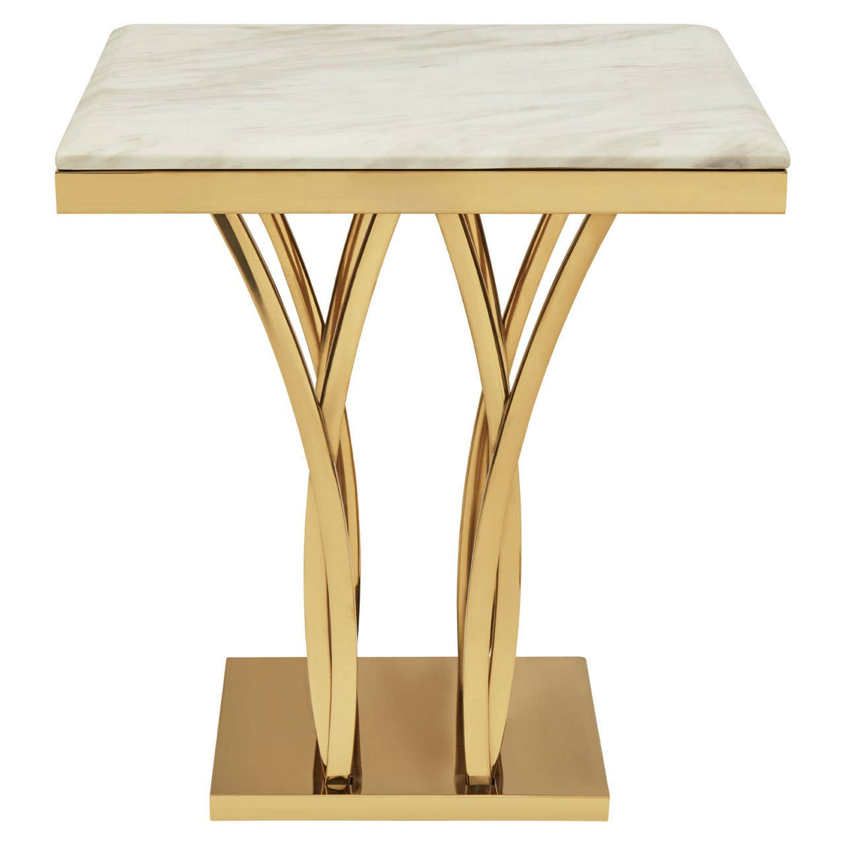 Arenza White Marble And Gold Side Table.