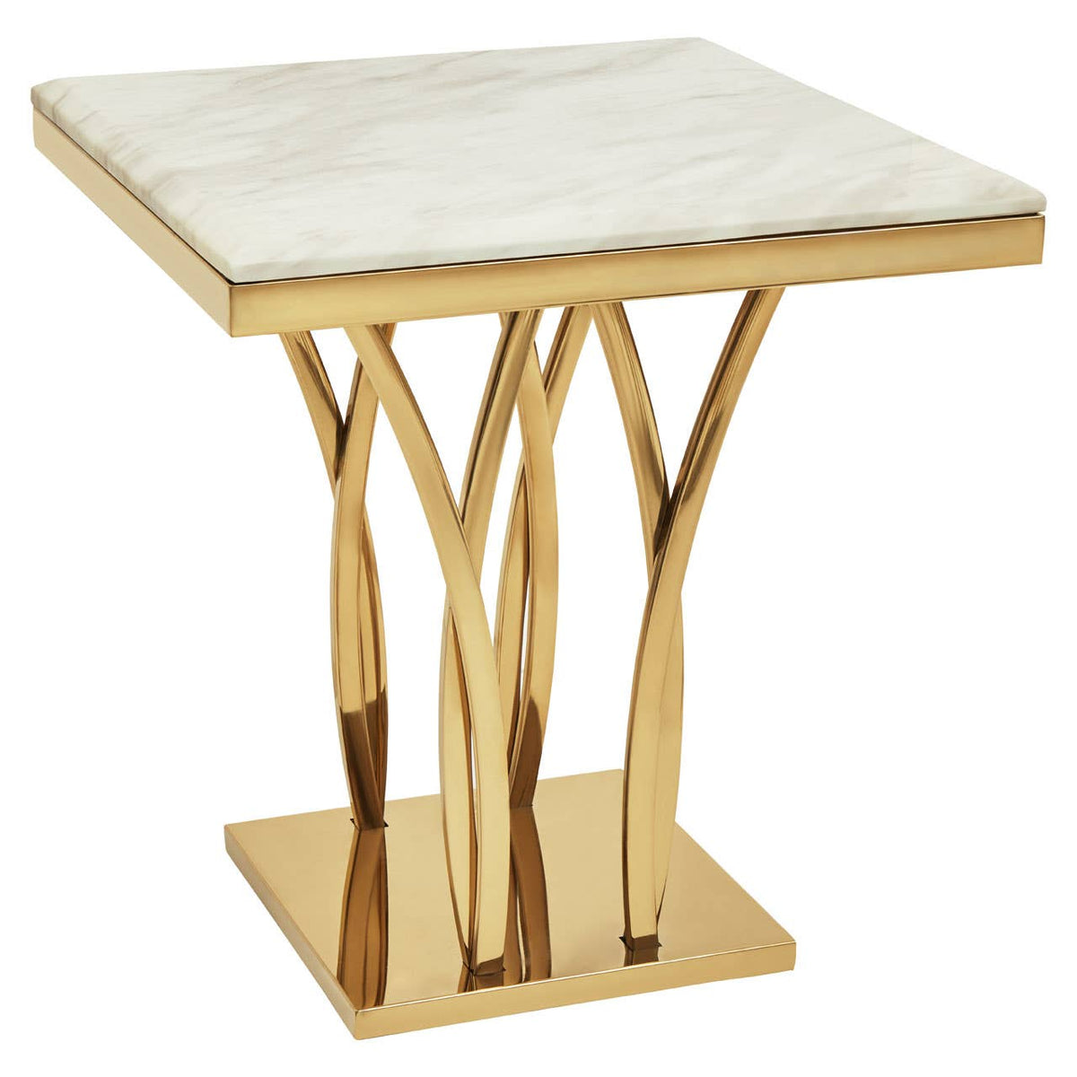 Arenza White Marble And Gold Side Table.