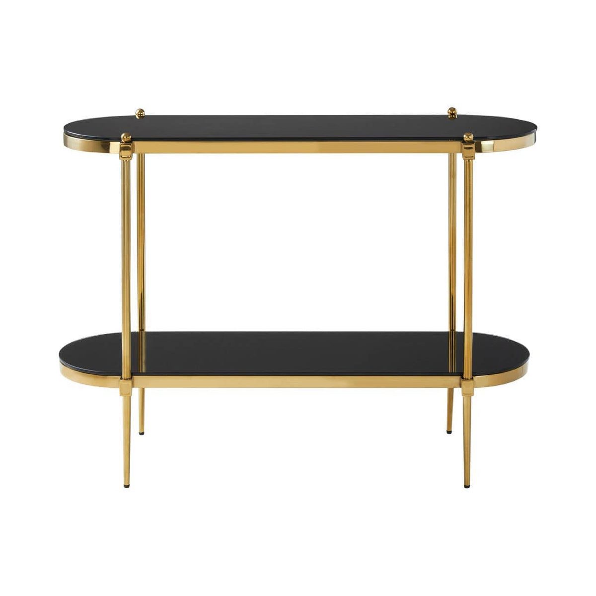 Noosa & Co. Living Arezzo 2 Tier Gold Console Table with Black Tempered Glass House of Isabella UK