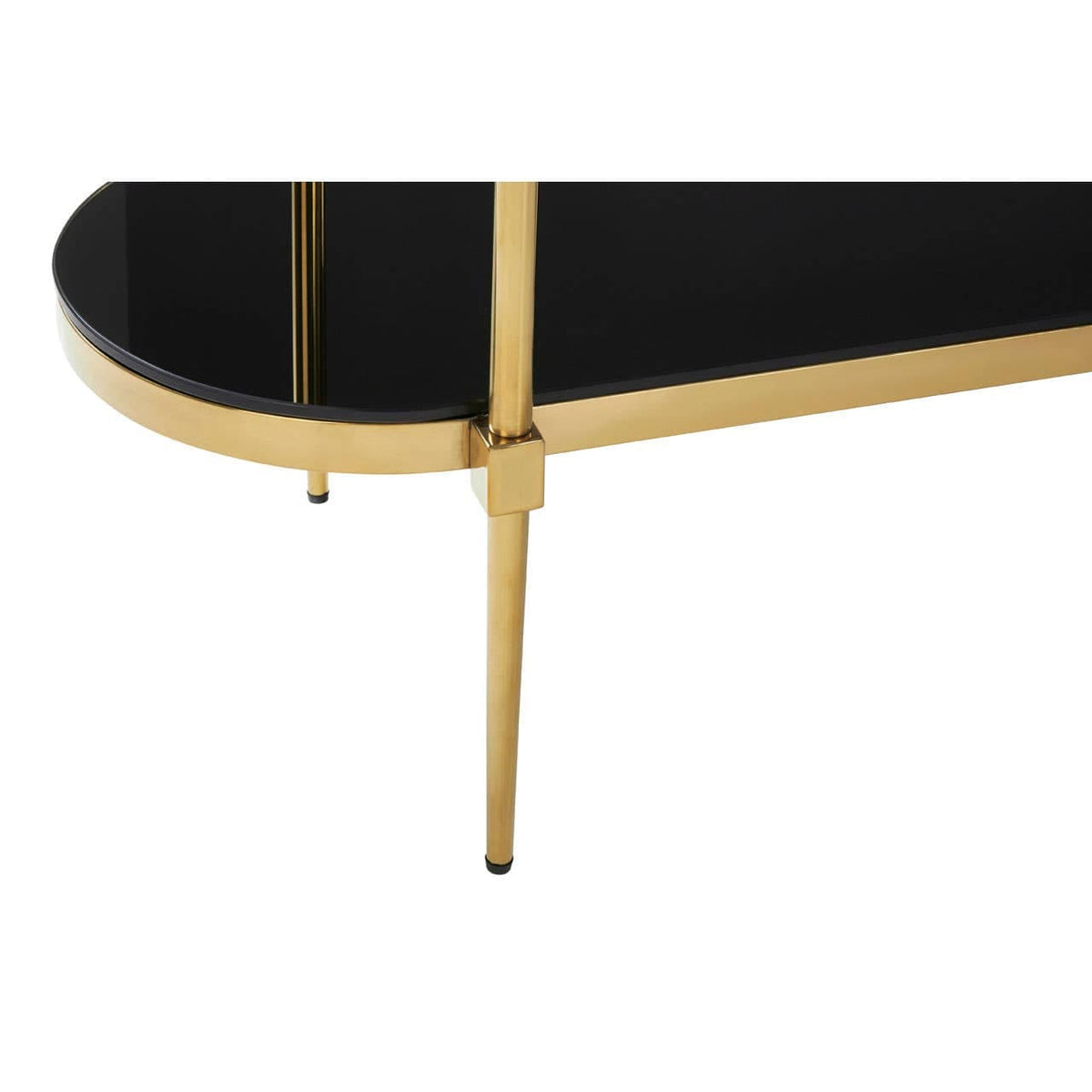 Noosa & Co. Living Arezzo 2 Tier Gold Console Table with Black Tempered Glass House of Isabella UK