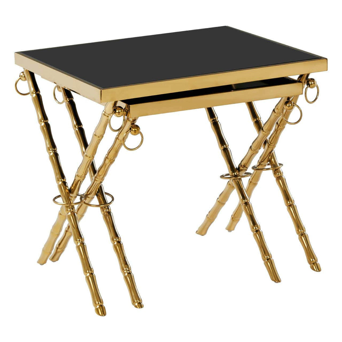 Noosa & Co. Living Arezzo Gold and Black Set Of 2 Nesting Tables House of Isabella UK