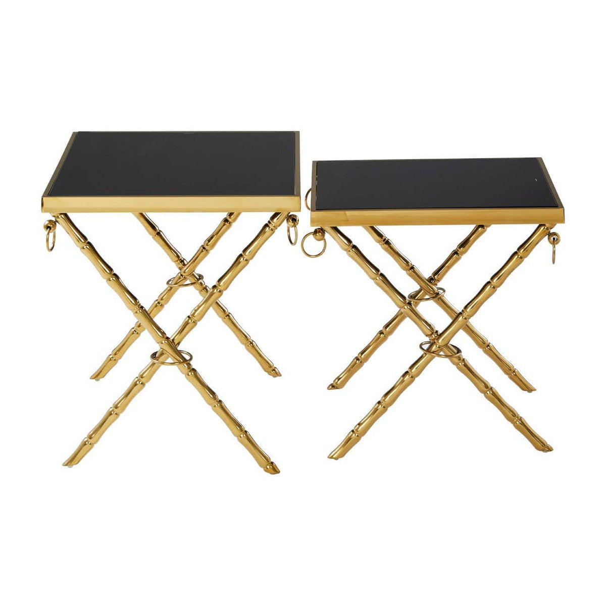 Noosa & Co. Living Arezzo Gold and Black Set Of 2 Nesting Tables House of Isabella UK