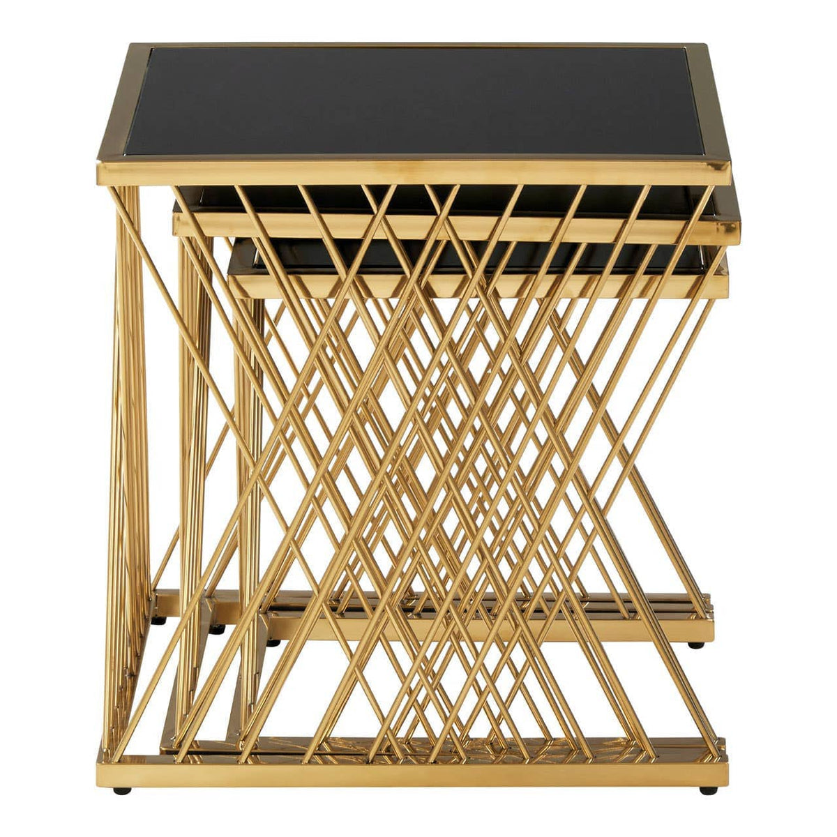 Noosa & Co. Living Arezzo Gold and Black Set Of 3 Nesting Tables House of Isabella UK