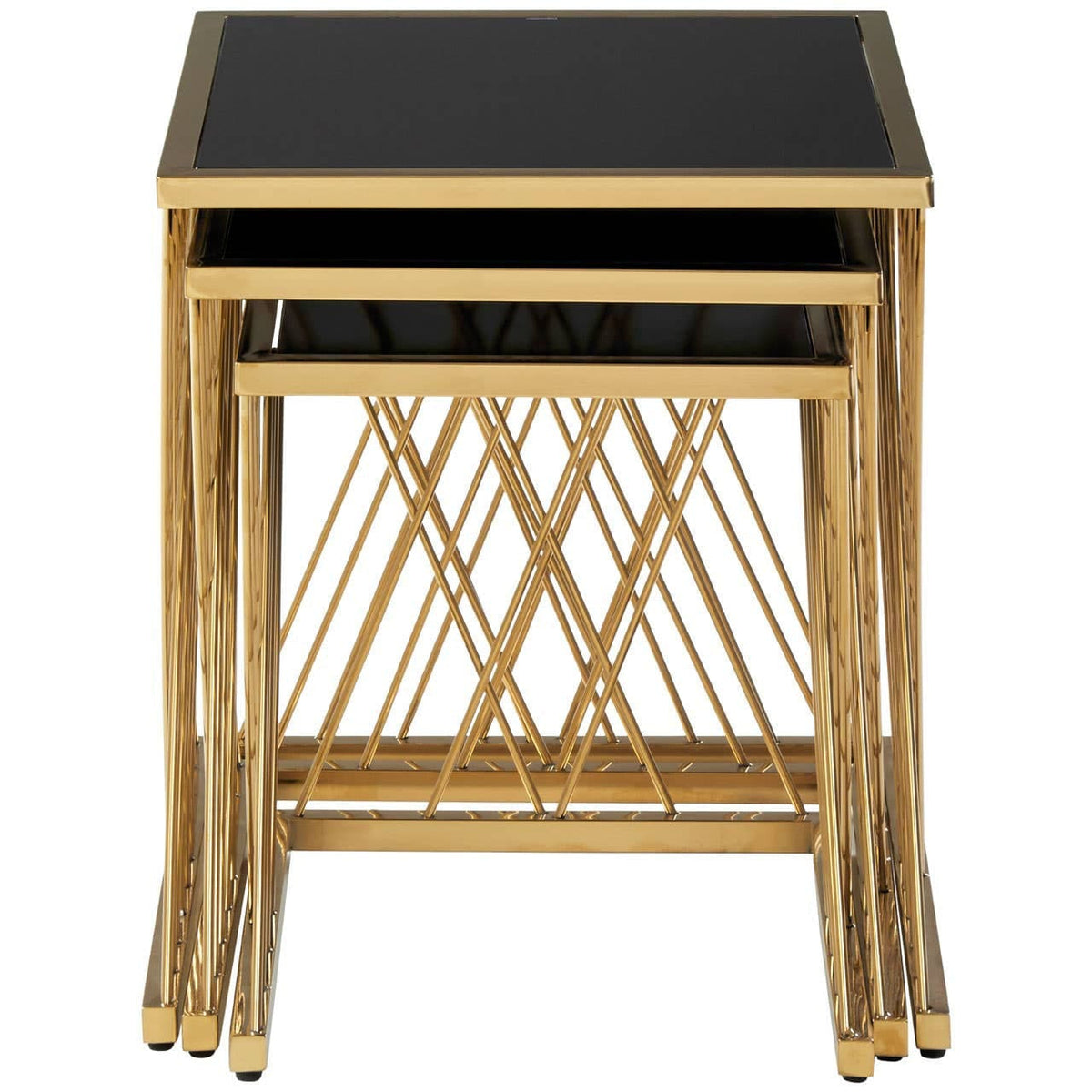 Noosa & Co. Living Arezzo Gold and Black Set Of 3 Nesting Tables House of Isabella UK