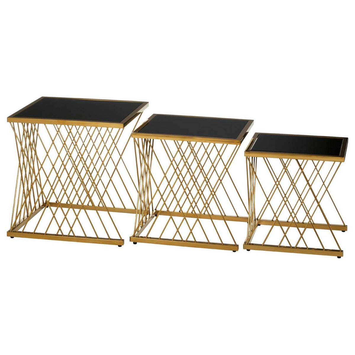 Noosa & Co. Living Arezzo Gold and Black Set Of 3 Nesting Tables House of Isabella UK