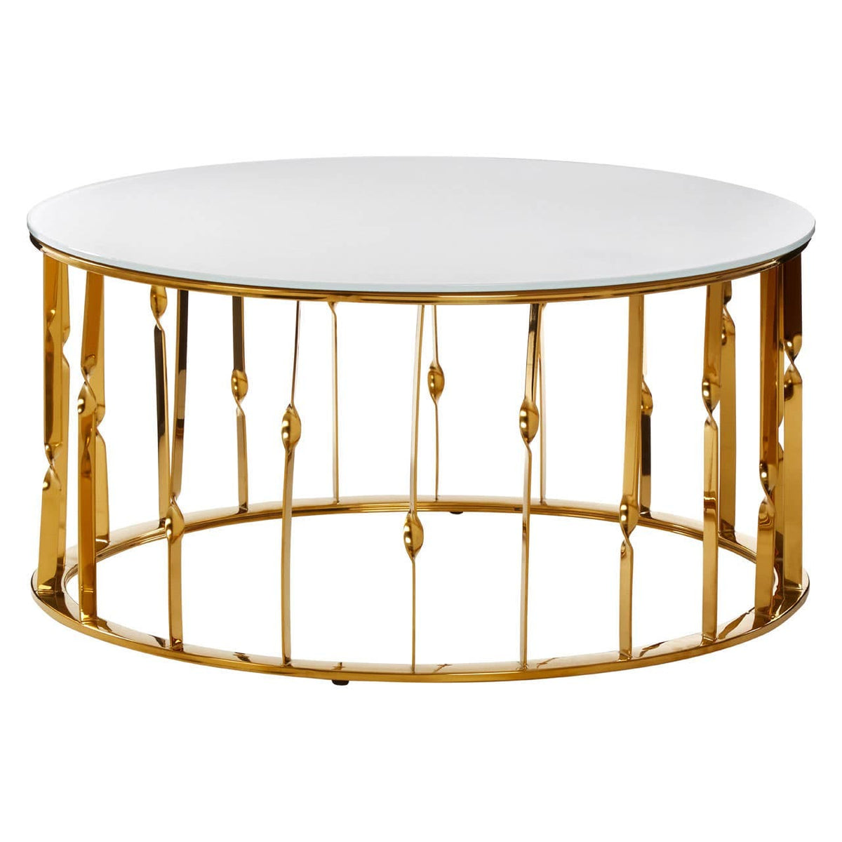 Arezzo Round Coffee Table With Gold Finish Frame.