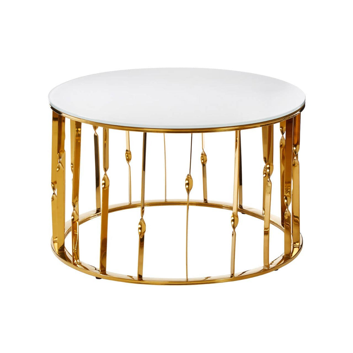 Arezzo Round Coffee Table With Gold Finish Frame.