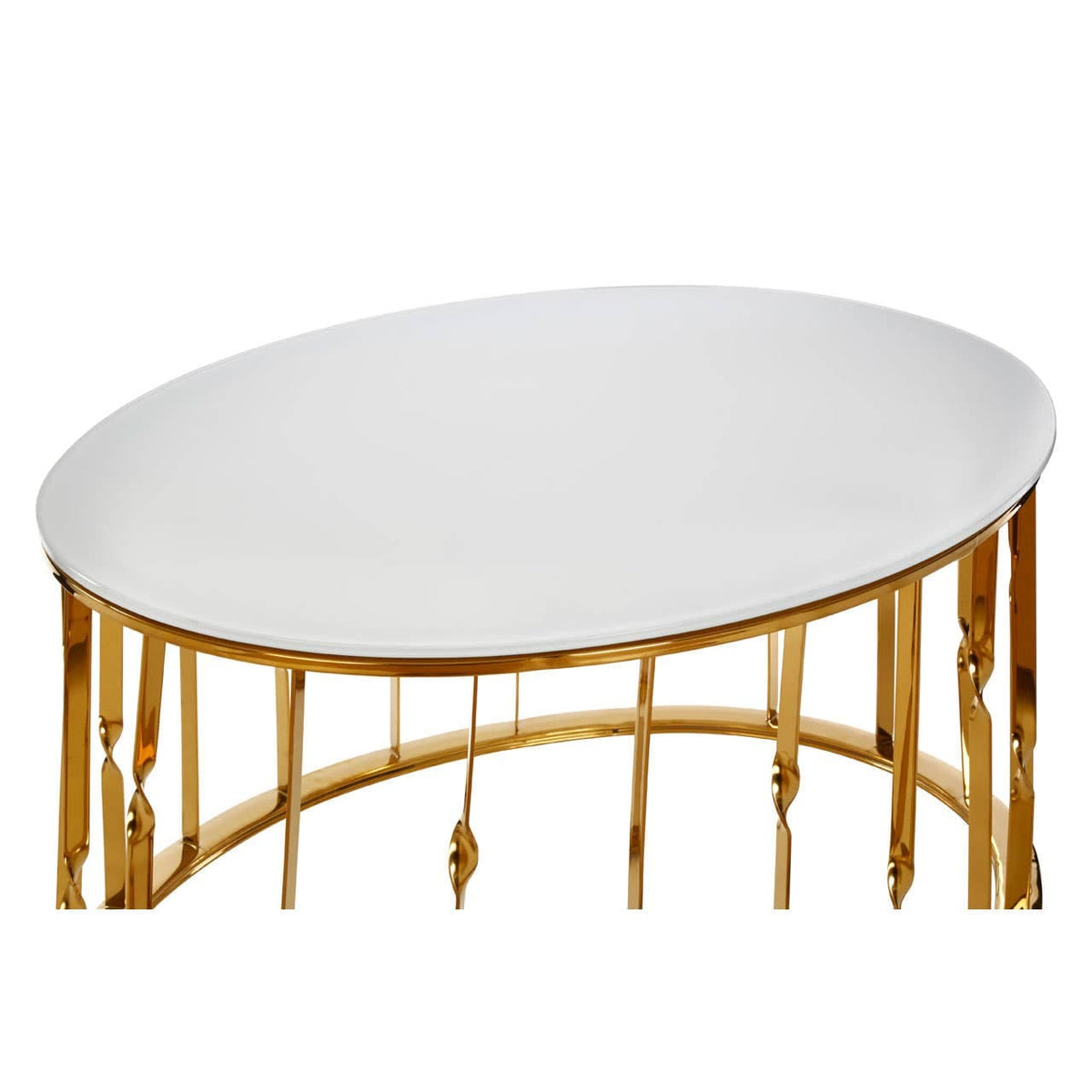 Arezzo Round Coffee Table With Gold Finish Frame.