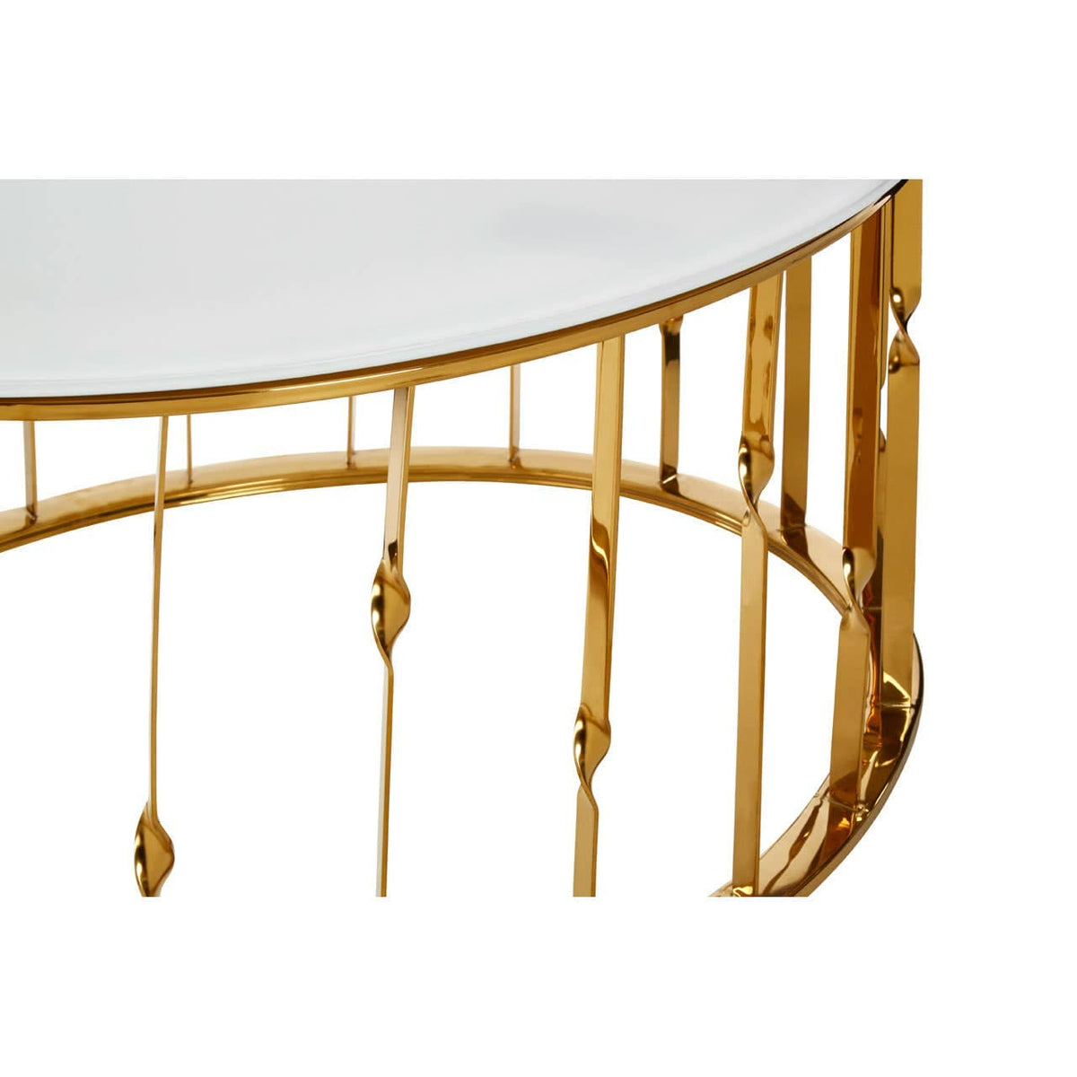 Arezzo Round Coffee Table With Gold Finish Frame.