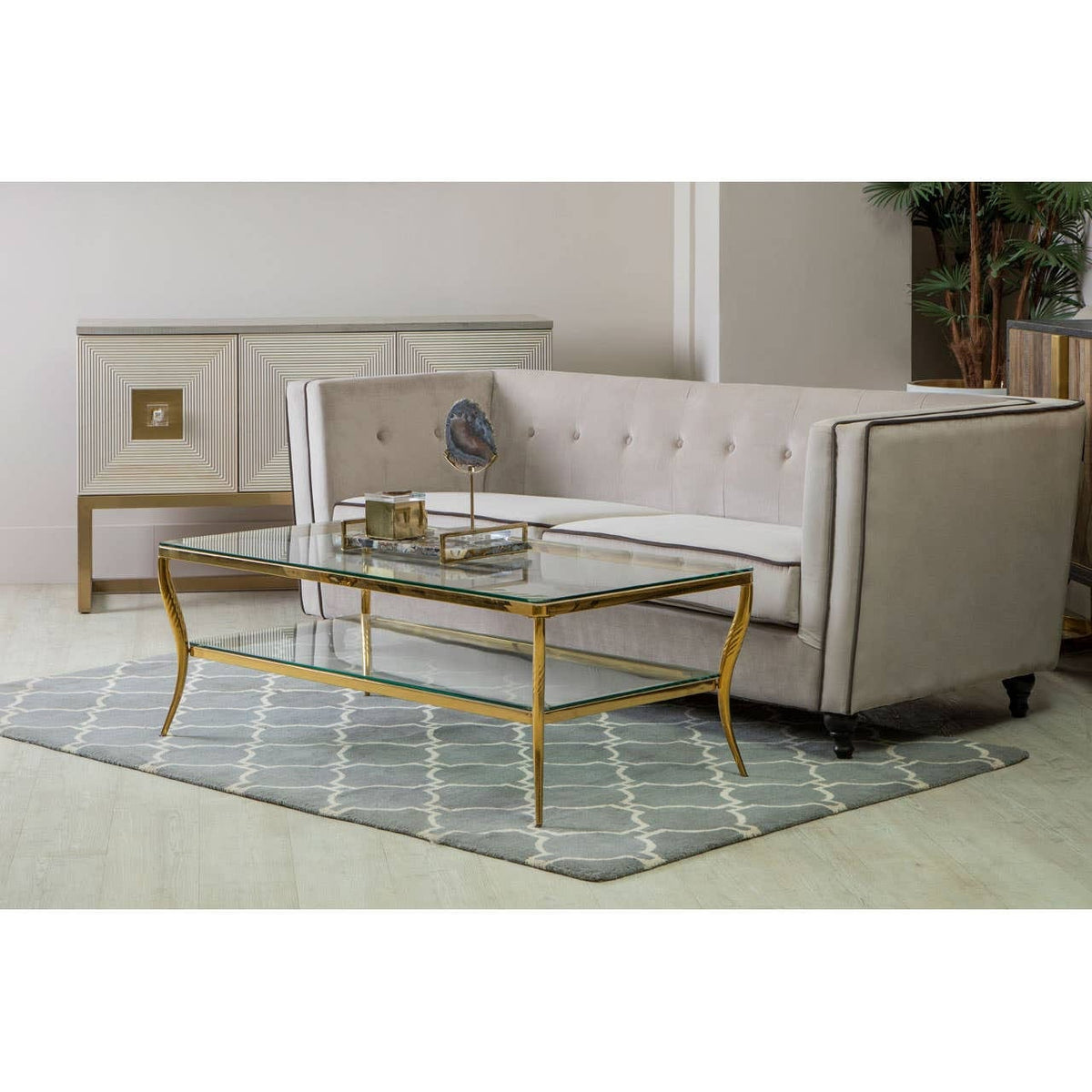 Noosa & Co. Living Arezzo Tempered Glass Two Tier Coffee Table House of Isabella UK
