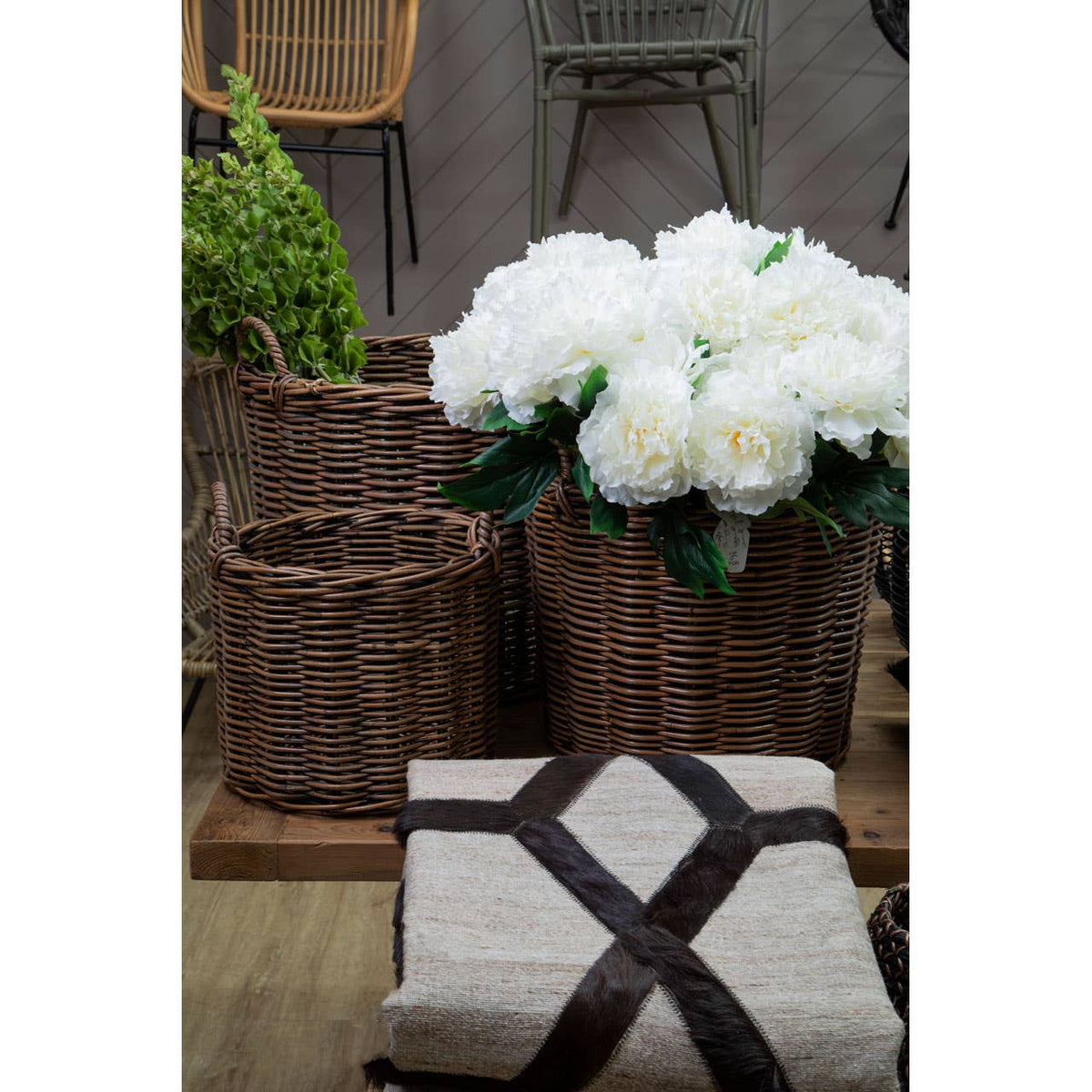 Argento Antique Brown Natural Rattan Baskets.