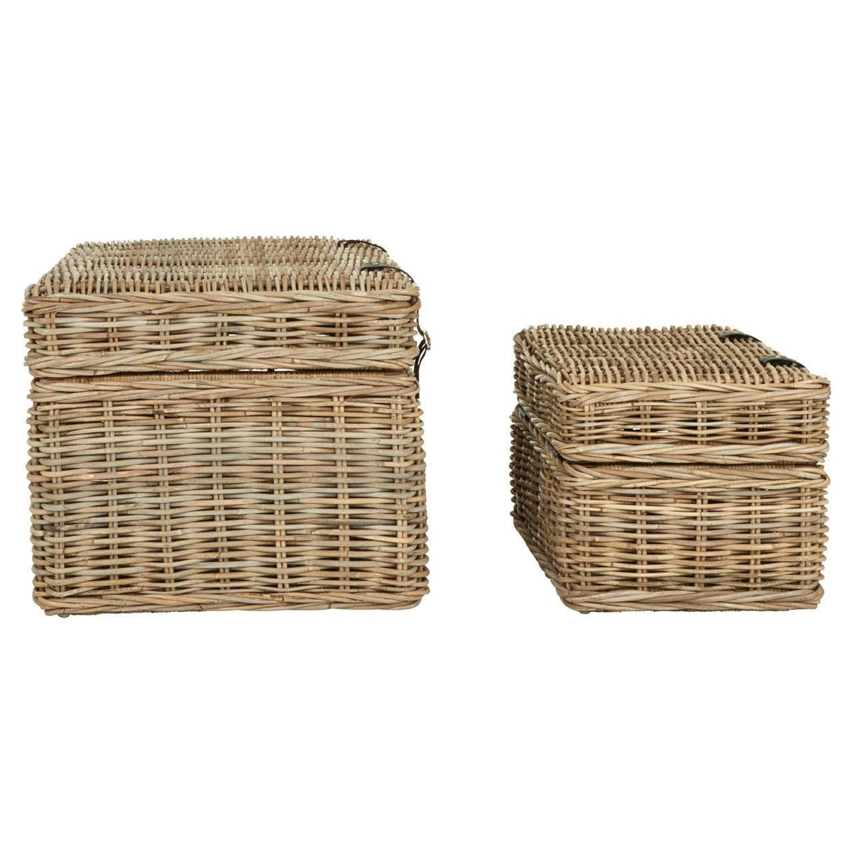 Argento Set Of 2 Grey Natural Rattan Storage Trunks.