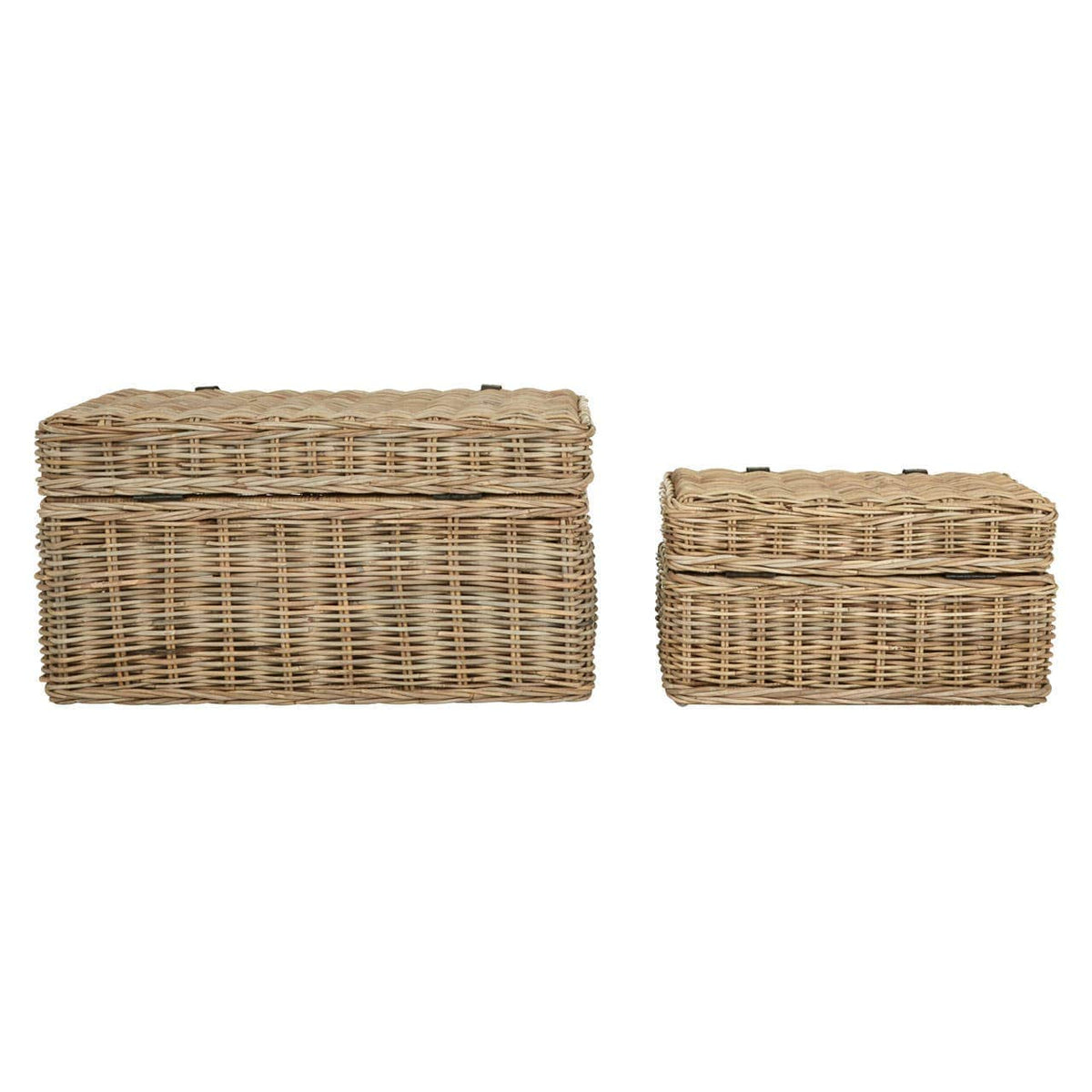 Argento Set Of 2 Grey Natural Rattan Storage Trunks.