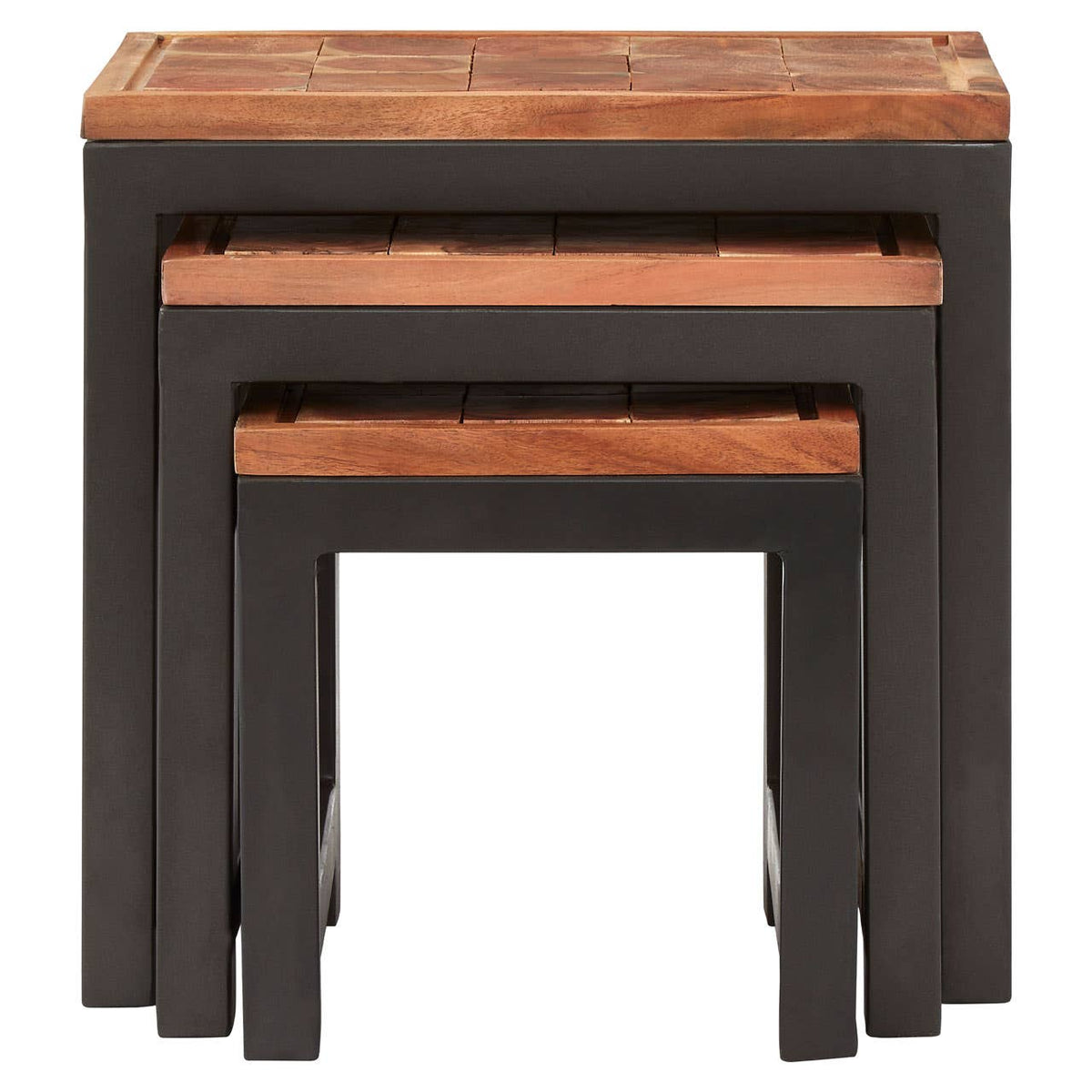 Artisan Acacia Wood / Iron Nesting Tables.