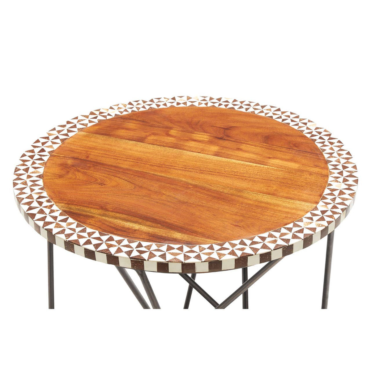 Artisan Round Acacia Wood Side Table.