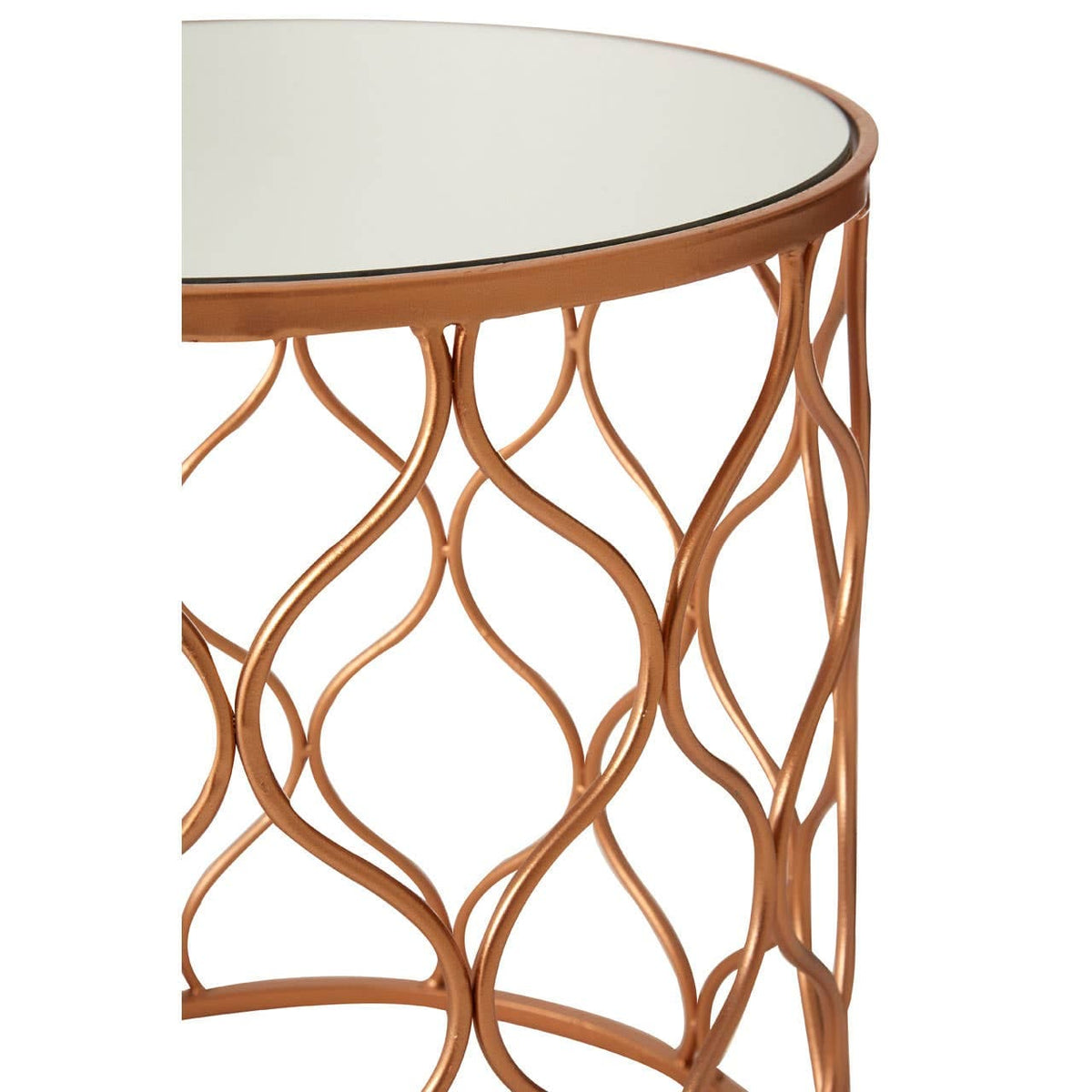 Avantis Mirrored Top Copper Tables - Set Of 2.