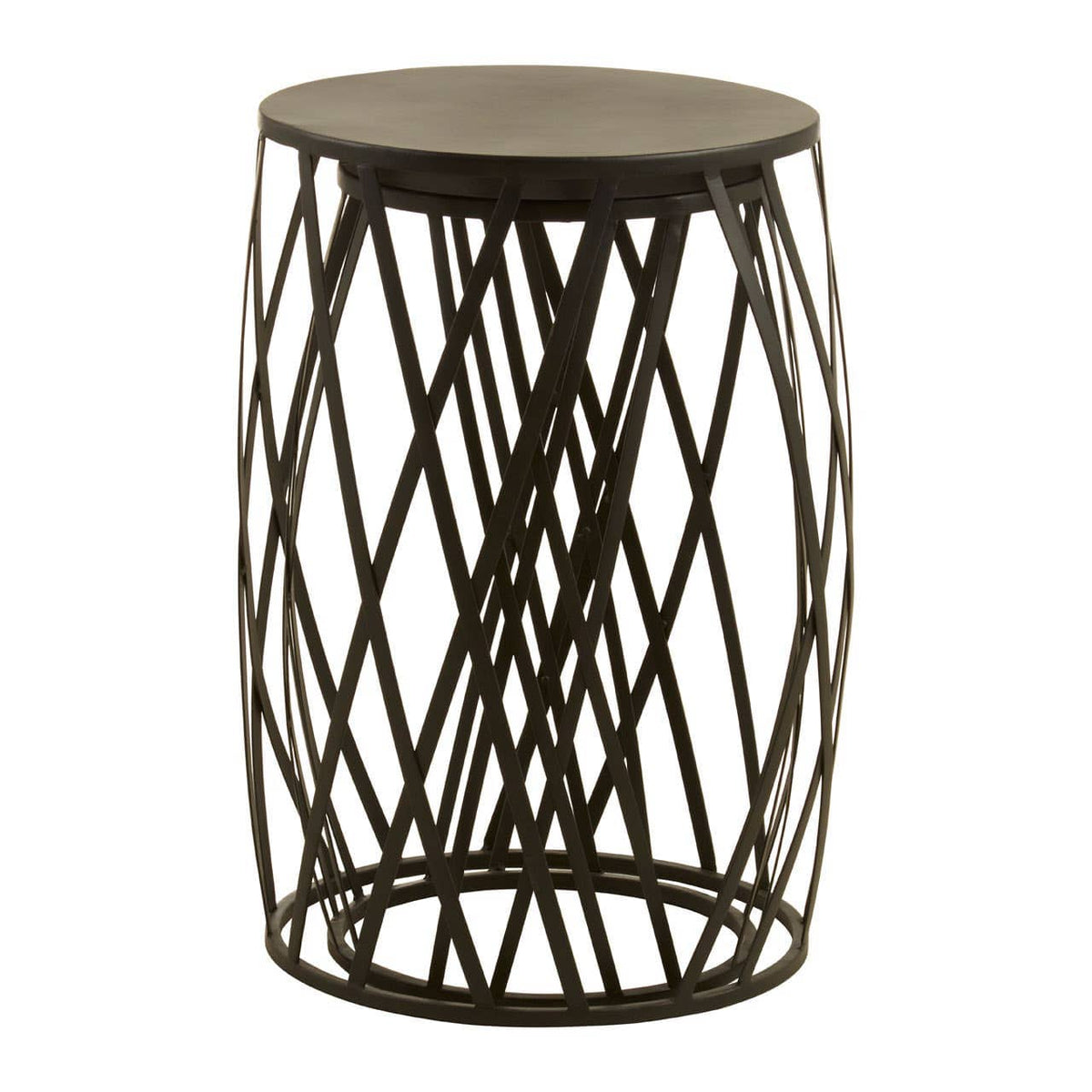 Avantis Set Of 2 Black Metal Round Side Tables.