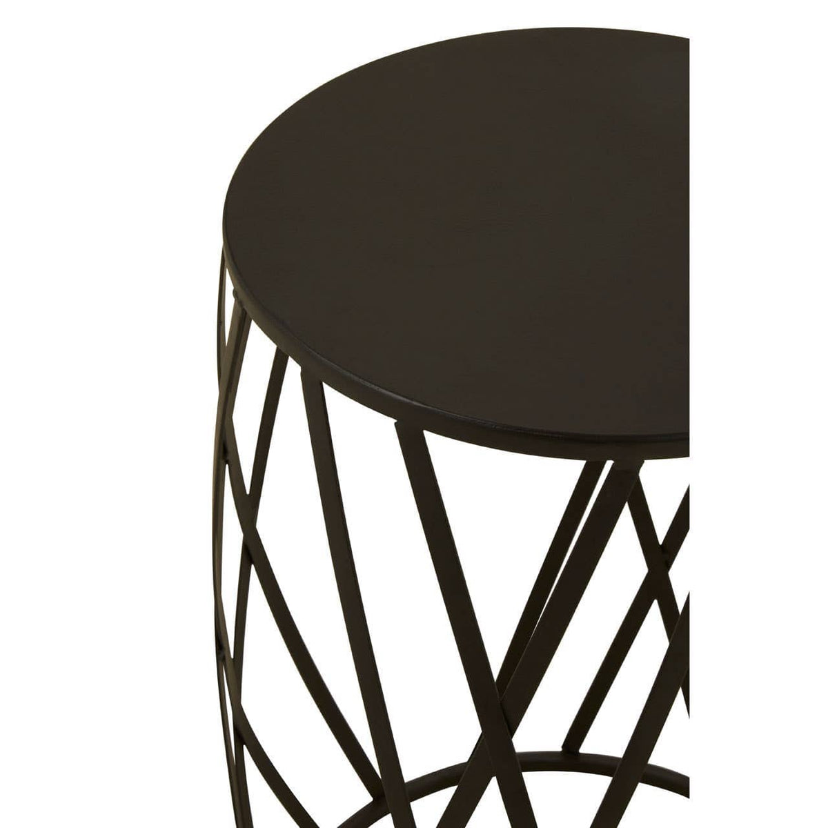 Avantis Set Of 2 Black Metal Round Side Tables.