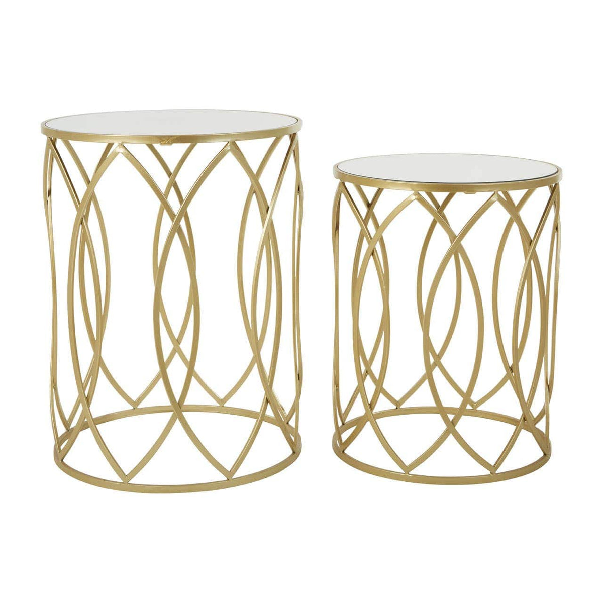 Avantis Set Of 2 Champagne Finish Side Tables.