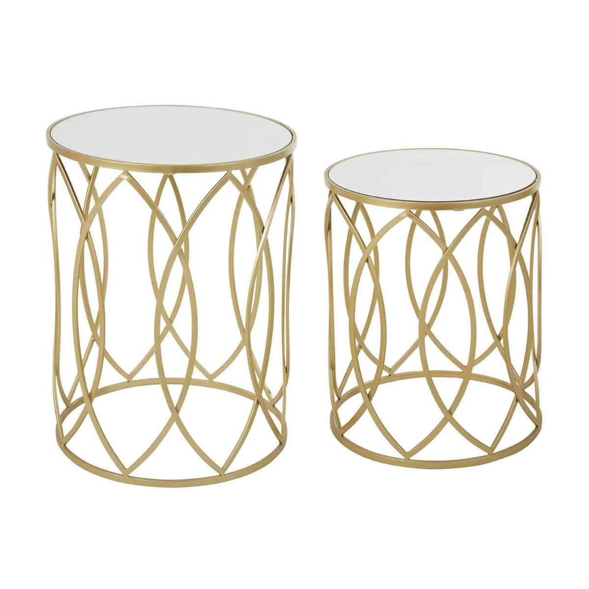 Avantis Set Of 2 Champagne Finish Side Tables.