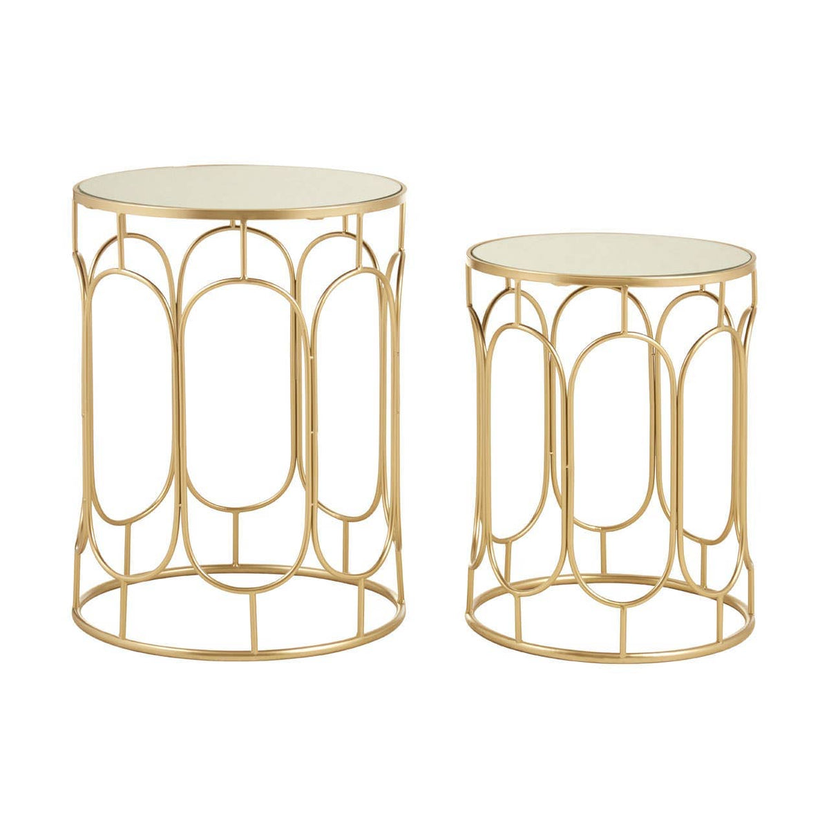 Avantis Set Of 2 Champagne Metal Side Tables.