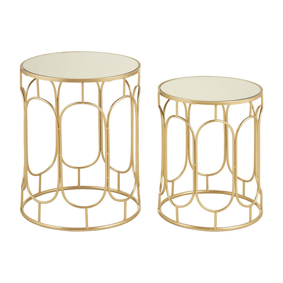 Avantis Set Of 2 Champagne Metal Side Tables.