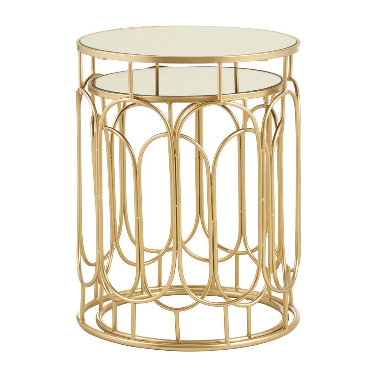 Avantis Set Of 2 Champagne Metal Side Tables.
