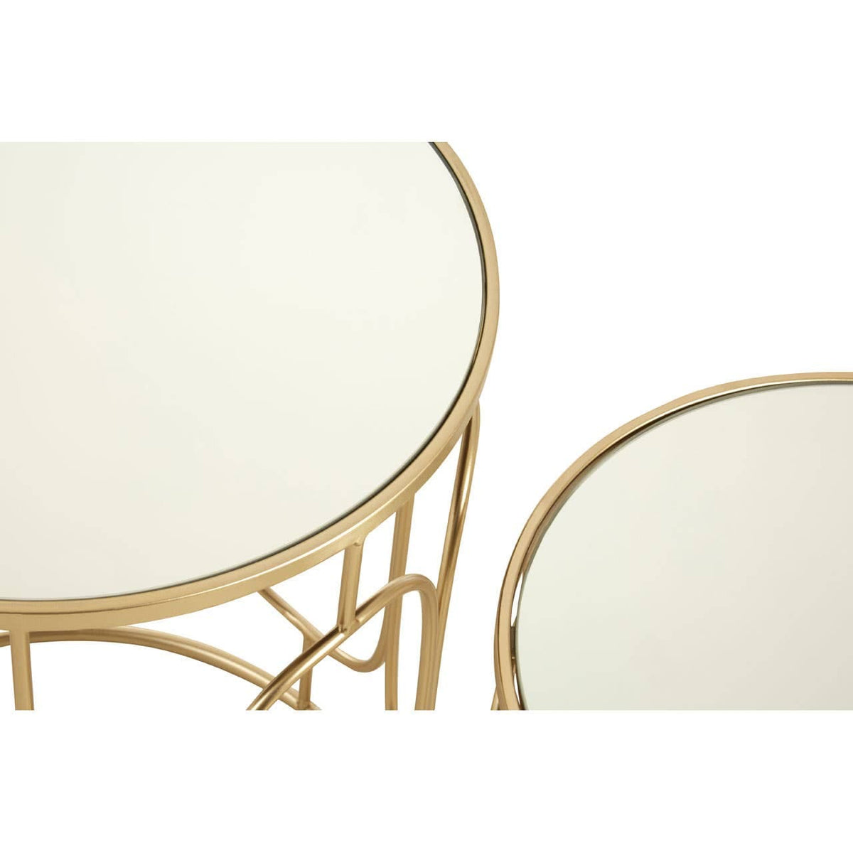 Avantis Set Of 2 Champagne Metal Side Tables.