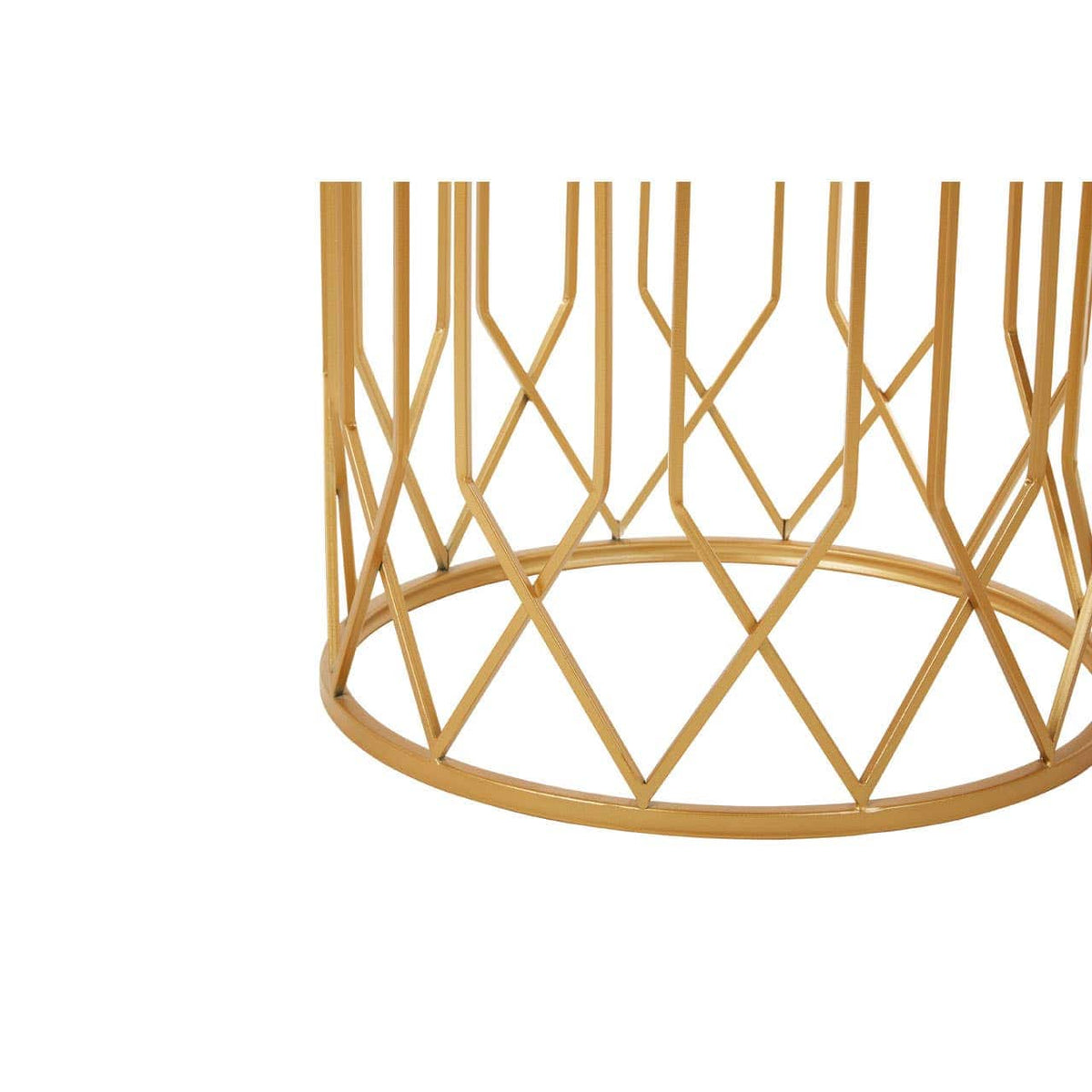 Avantis Set Of 2 Gold Frame Round Side Tables.