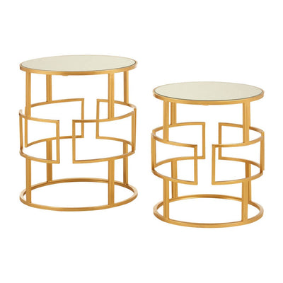 Noosa & Co. Living Avantis Set Of 2 Gold Metal/Round Side Tables House of Isabella UK