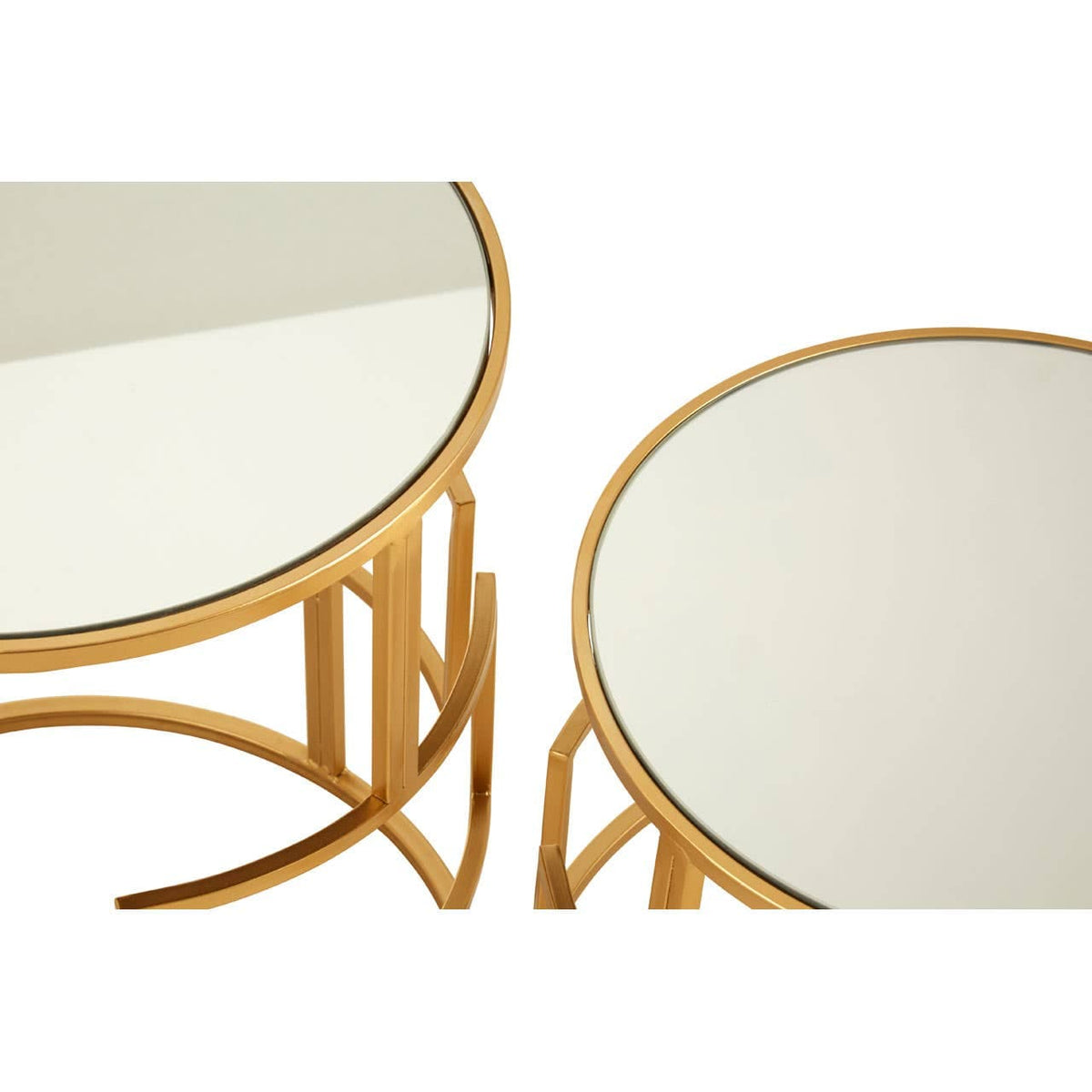 Avantis Set Of 2 Gold Metal/Round Side Tables.