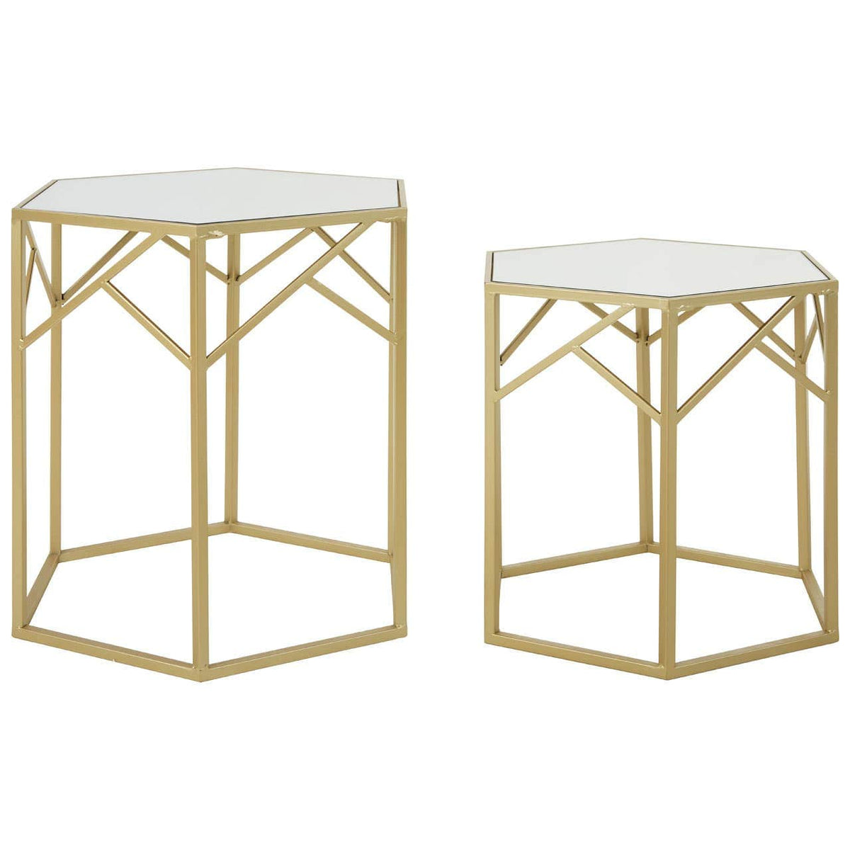 Avantis Set Of 2 Hexagonal Side Tables.