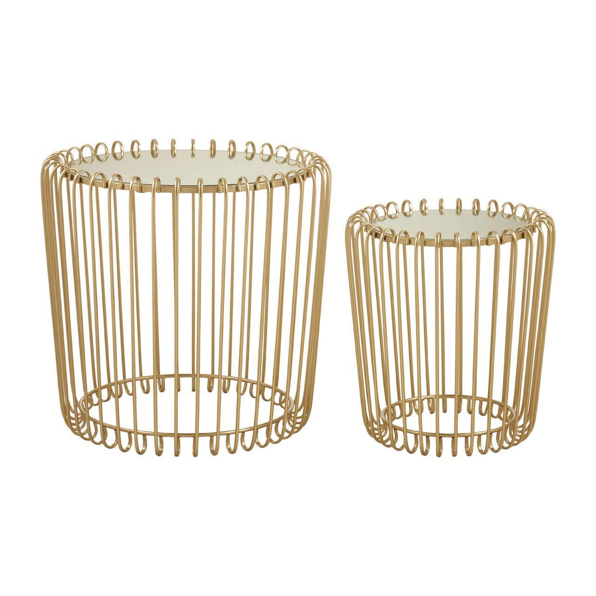 Avantis Set Of Two Champagne Wireframe Side Tables.