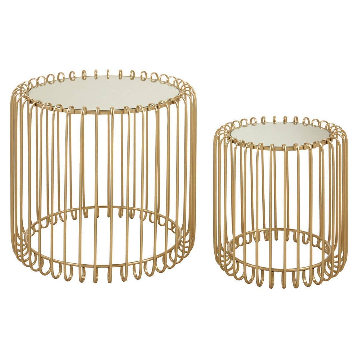 Avantis Set Of Two Champagne Wireframe Side Tables.
