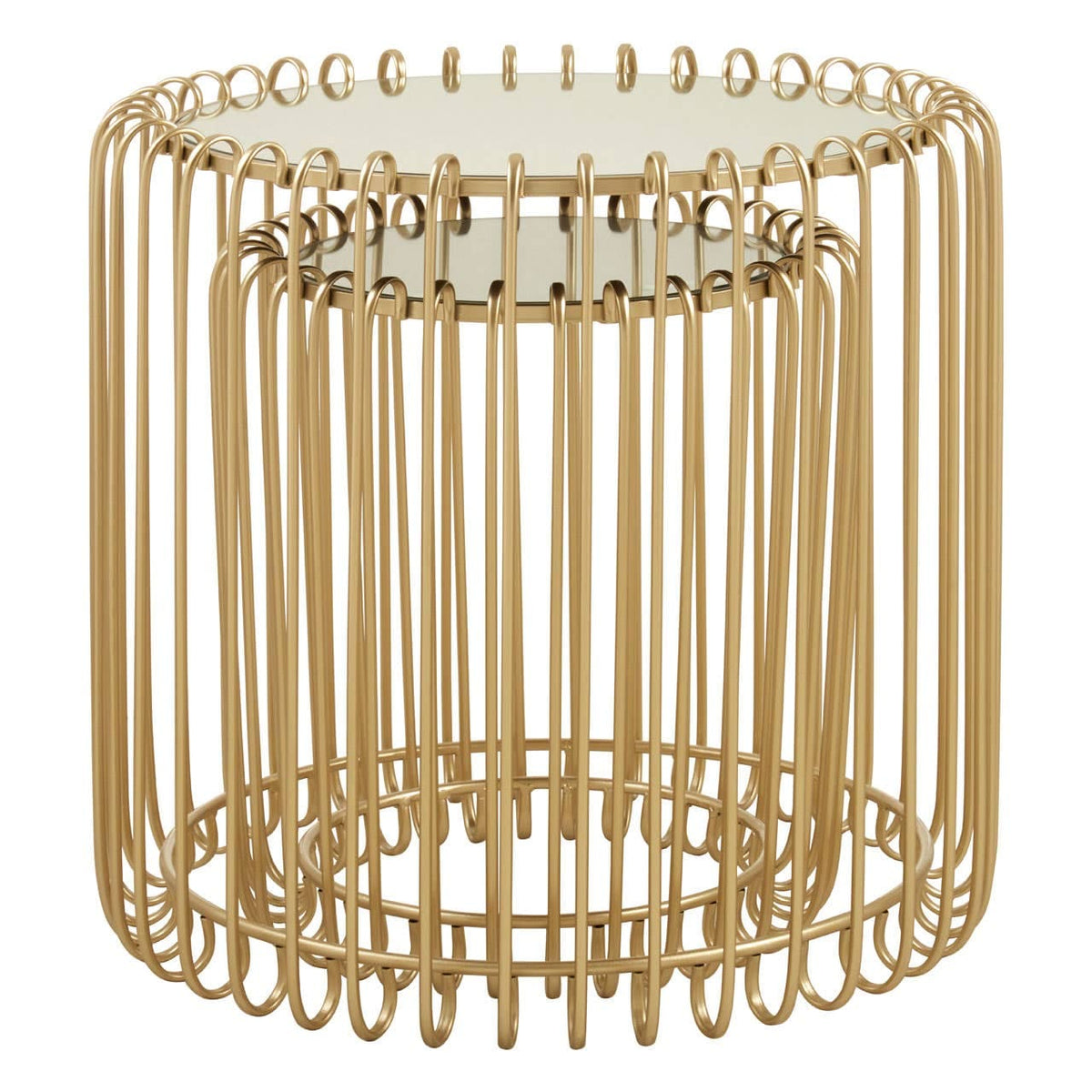 Avantis Set Of Two Champagne Wireframe Side Tables.